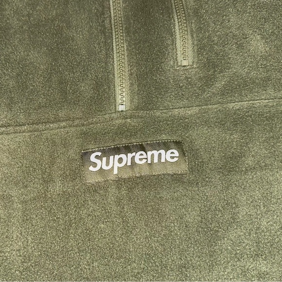 SUPREME (FW21) Polartec Half Zip Pullover Box Logo Fleece Jacket Olive Green NWT - Picture 5 of 7